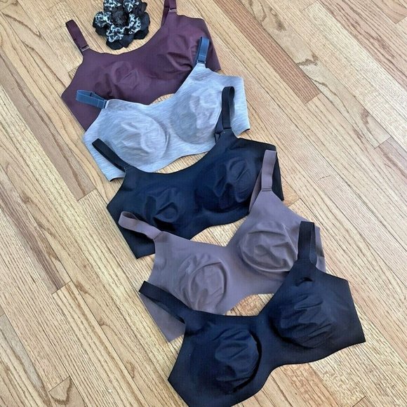 Lot of 5 KNIX KNIXWEAR Padded V Neck Wide Strap Wire Free Bras - Sz 32/34